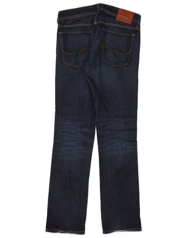 Jack & Jones Mens Clark Regular Fit Straight Jeans W30 L32 Navy Blue Cotton
