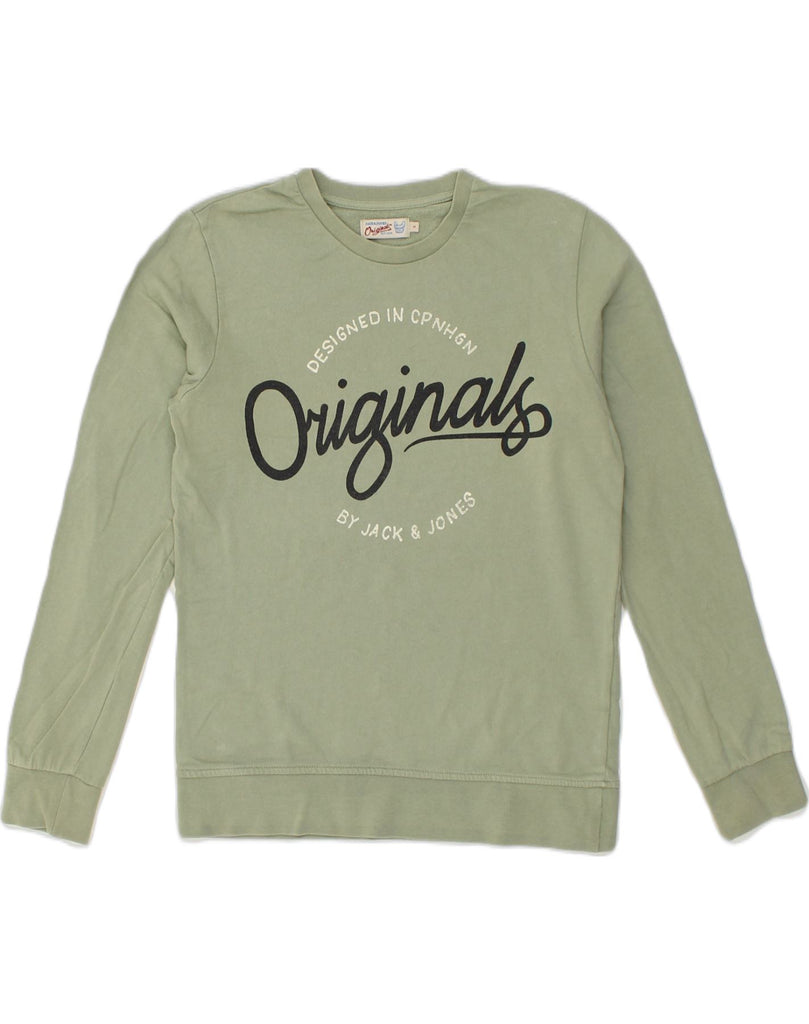 JACK & JONES Mens Graphic Sweatshirt Jumper Small Green Cotton | Vintage Jack & Jones | Thrift | Second-Hand Jack & Jones | Used Clothing | Messina Hembry 