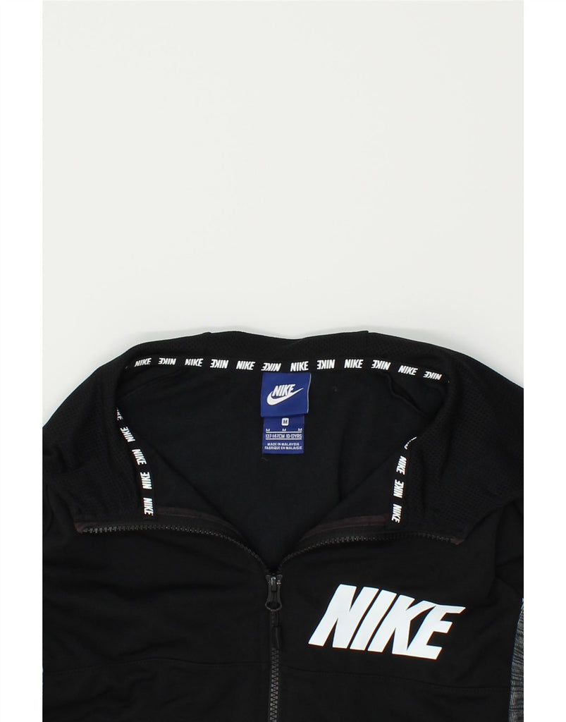 NIKE Boys Graphic Zip Hoodie Sweater 10-11 Years Medium Black Colourblock | Vintage Nike | Thrift | Second-Hand Nike | Used Clothing | Messina Hembry 