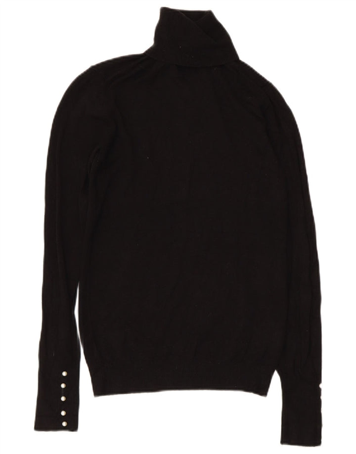 Zara Womens Roll Neck Jumper Sweater UK 8 Small Black Viscose