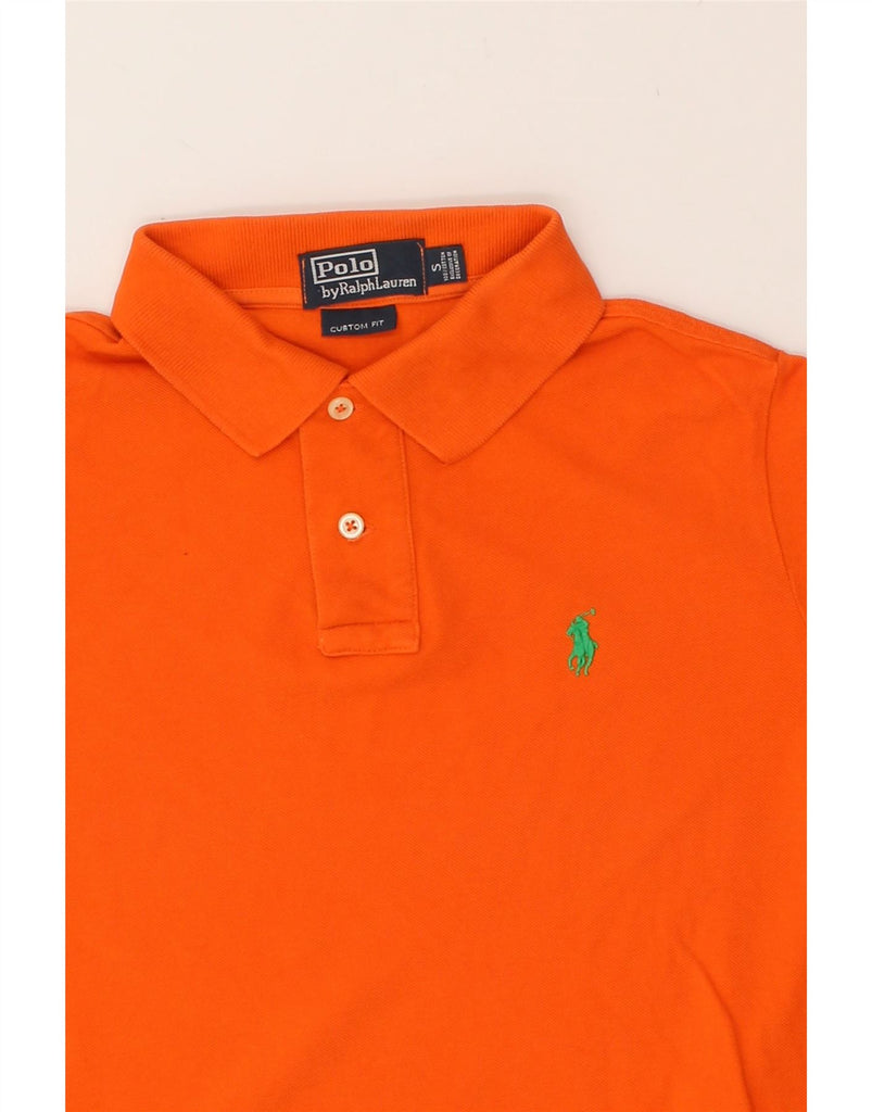 POLO RALPH LAUREN Mens Custom Fit Polo Shirt Small Orange Cotton | Vintage Polo Ralph Lauren | Thrift | Second-Hand Polo Ralph Lauren | Used Clothing | Messina Hembry 