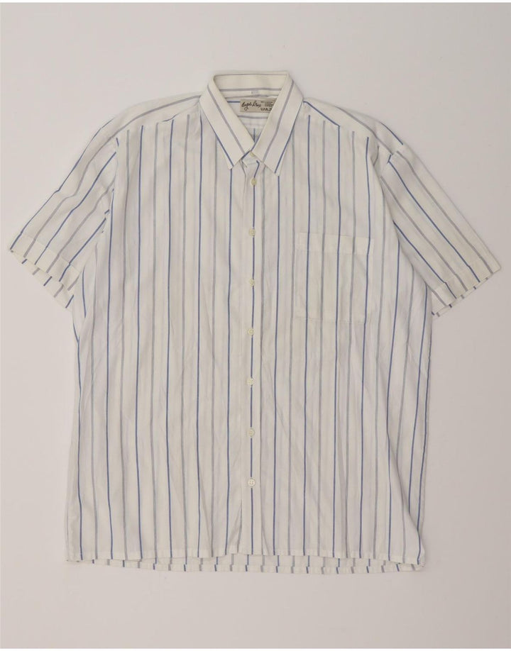 ANGELO LITRICO Mens Short Sleeve Shirt Size 41 Medium White Striped