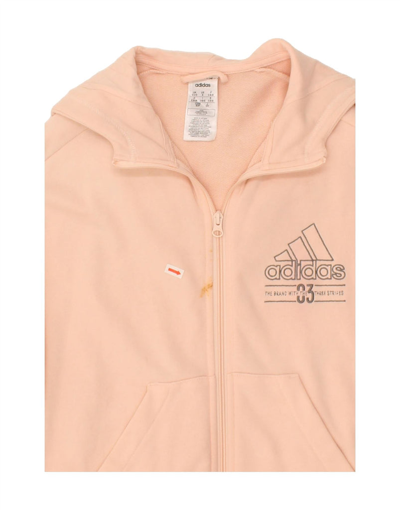 ADIDAS Womens Oversized Graphic Zip Hoodie Sweater UK 8/10 Small Pink Vintage Adidas and Second-Hand Adidas from Messina Hembry 