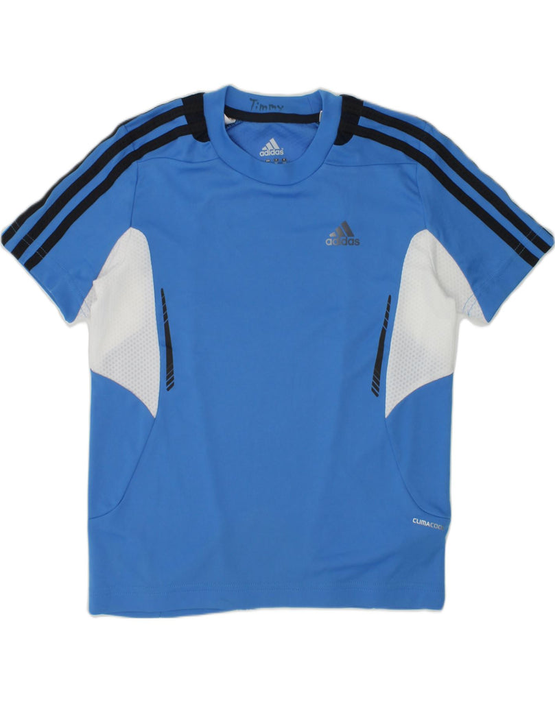 ADIDAS Boys Climacool T-Shirt Top 7-8 Years Blue Colourblock Polyester | Vintage Adidas | Thrift | Second-Hand Adidas | Used Clothing | Messina Hembry 