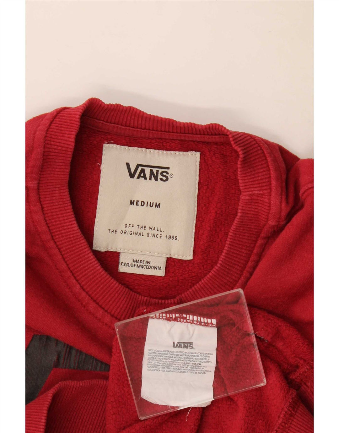 Vans Mens Graphic Sweatshirt Jumper Medium Maroon Cotton