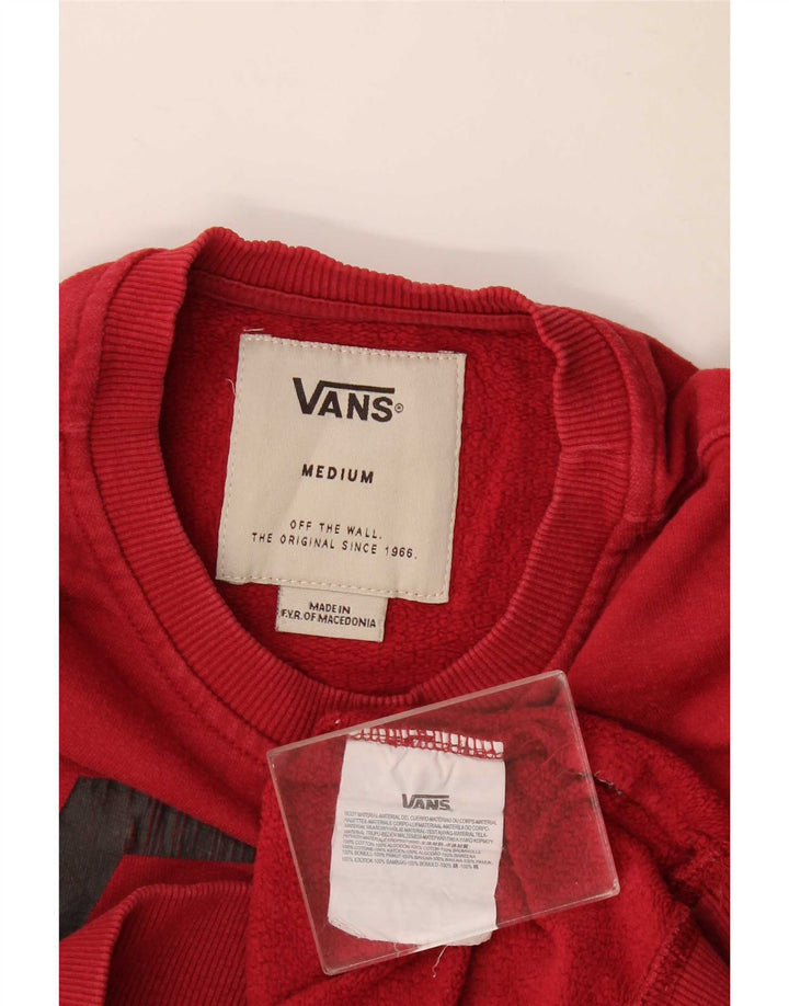 Vans Mens Graphic Sweatshirt Jumper Medium Maroon Cotton