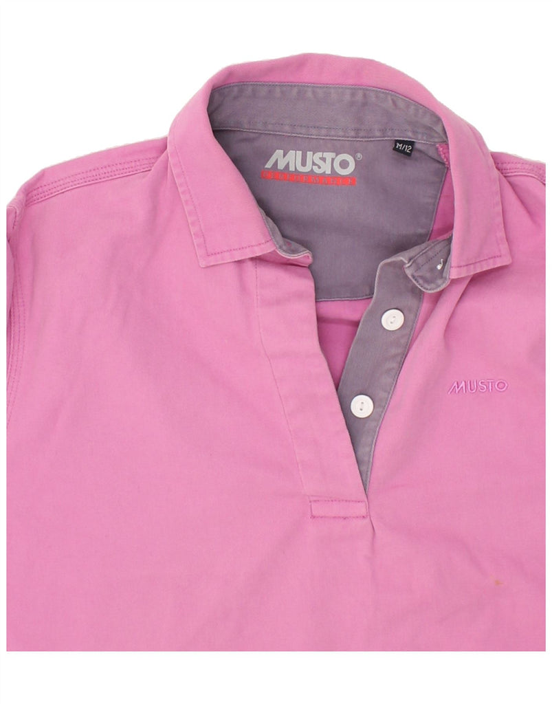 MUSTO Womens Pullover Shirt UK 12 Medium Pink Cotton | Vintage Musto | Thrift | Second-Hand Musto | Used Clothing | Messina Hembry 
