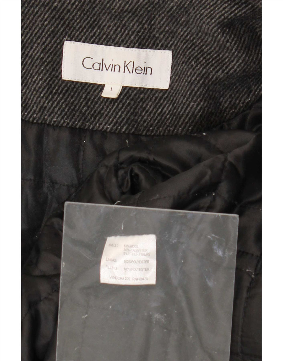 Calvin Klein Mens Utility Jacket UK 40 Large Grey Pinstripe Wool