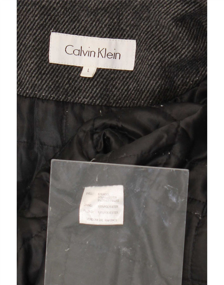 Calvin Klein Mens Utility Jacket UK 40 Large Grey Pinstripe Wool