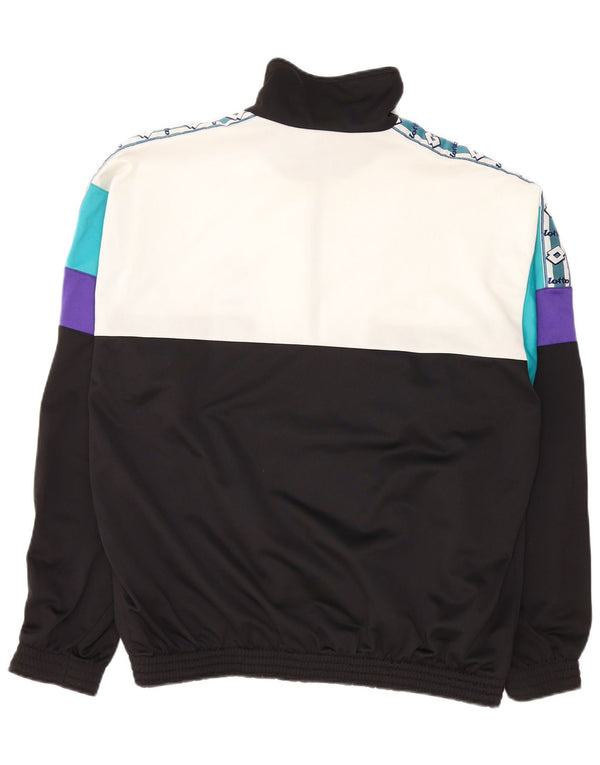 LOTTO Mens Graphic Tracksuit Top Jacket Large Black Colourblock Polyester