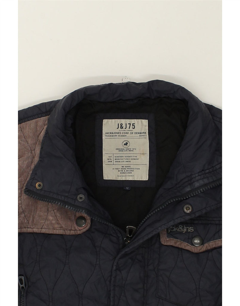 JACK & JONES Mens Quilted Jacket UK 38 Medium Navy Blue Nylon | Vintage Jack & Jones | Thrift | Second-Hand Jack & Jones | Used Clothing | Messina Hembry 