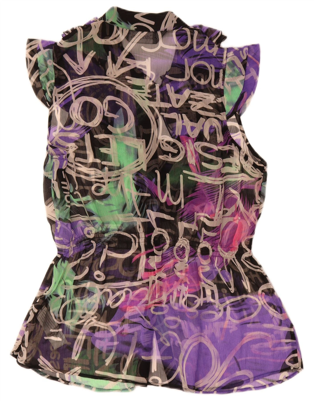 Desigual Womens Graphic Shirt Blouse EU 44 XL Multicoloured Polyester