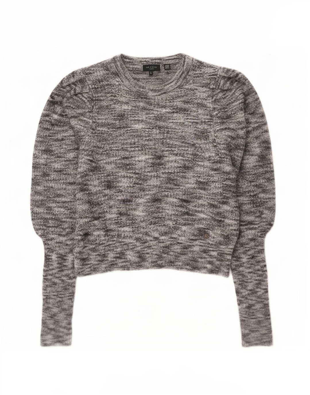 Ted Baker Womens Crop Boat Neck Jumper Sweater Size 2 Small Grey Flecked