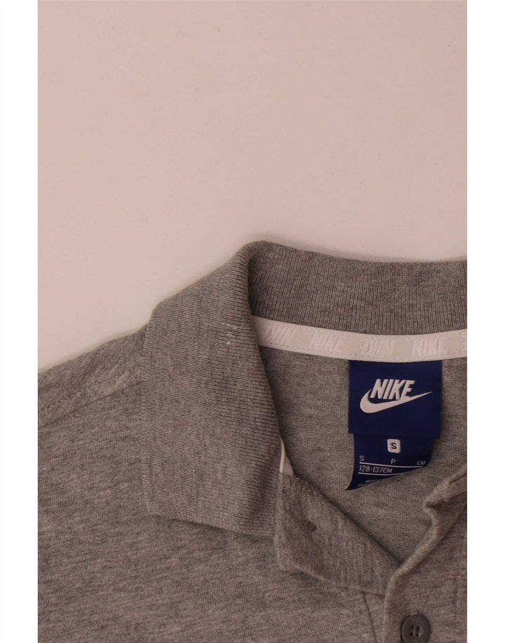 Nike Boys Polo Shirt 8-9 Years Small Grey Flecked Cotton