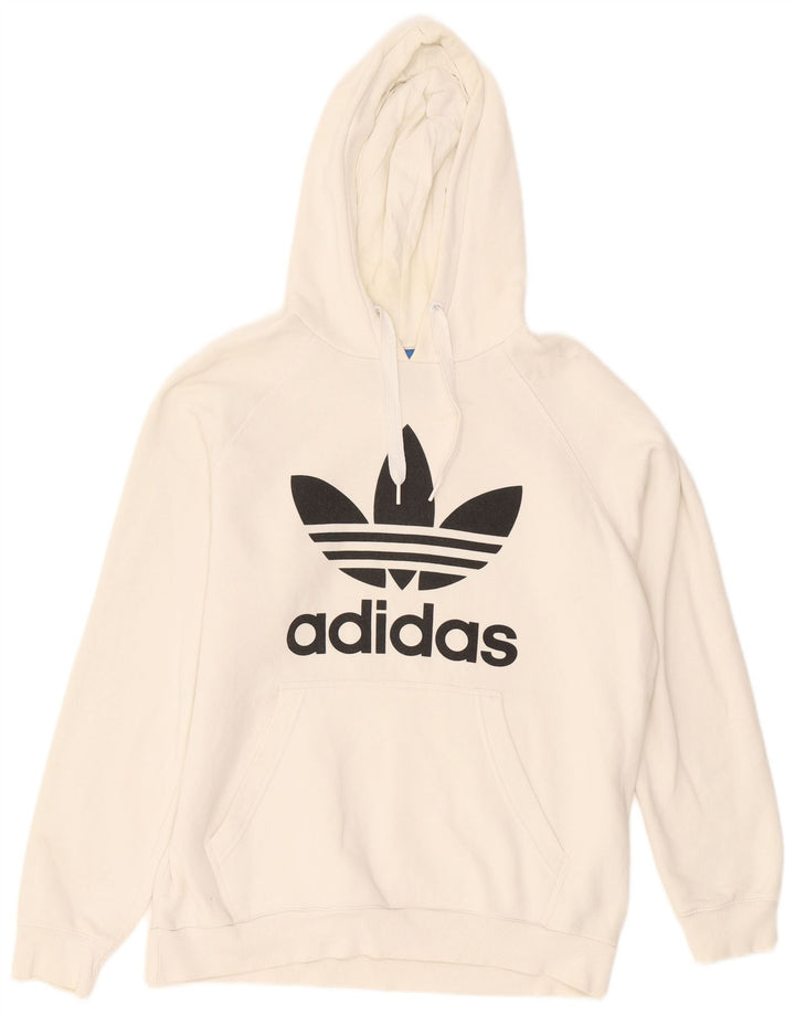 Adidas Mens Graphic Hoodie Jumper Large White Cotton