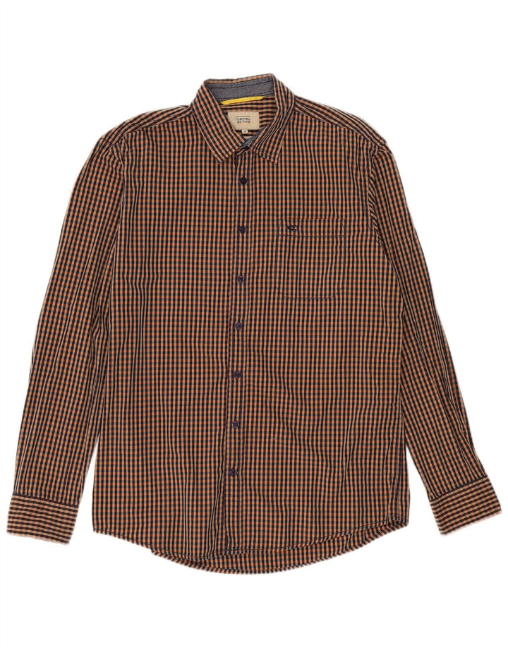 Camel Active Mens Regular Fit Shirt Medium Brown Gingham Cotton