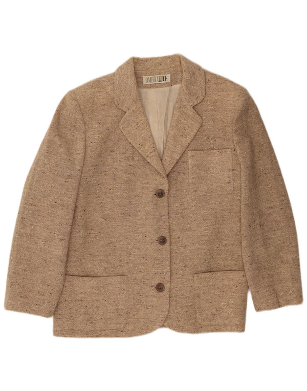 Ombraluce Womens 3 Button Blazer Jacket IT 48 XL Beige Flecked