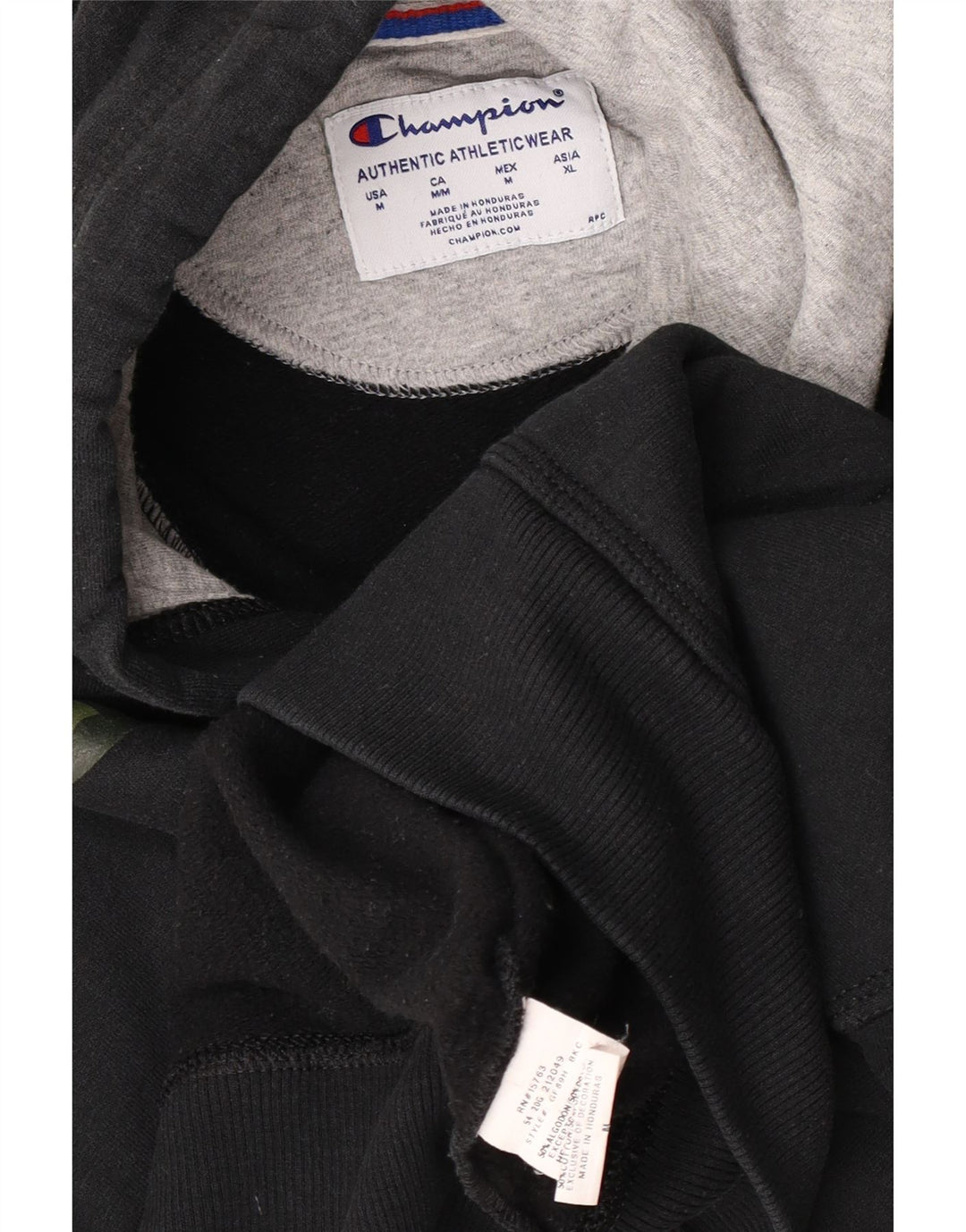 Champion Mens Graphic Hoodie Jumper Medium Black Cotton