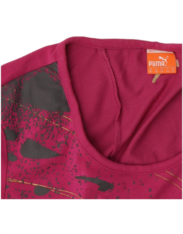 Puma Womens Graphic T-Shirt Top UK 12 Medium Pink