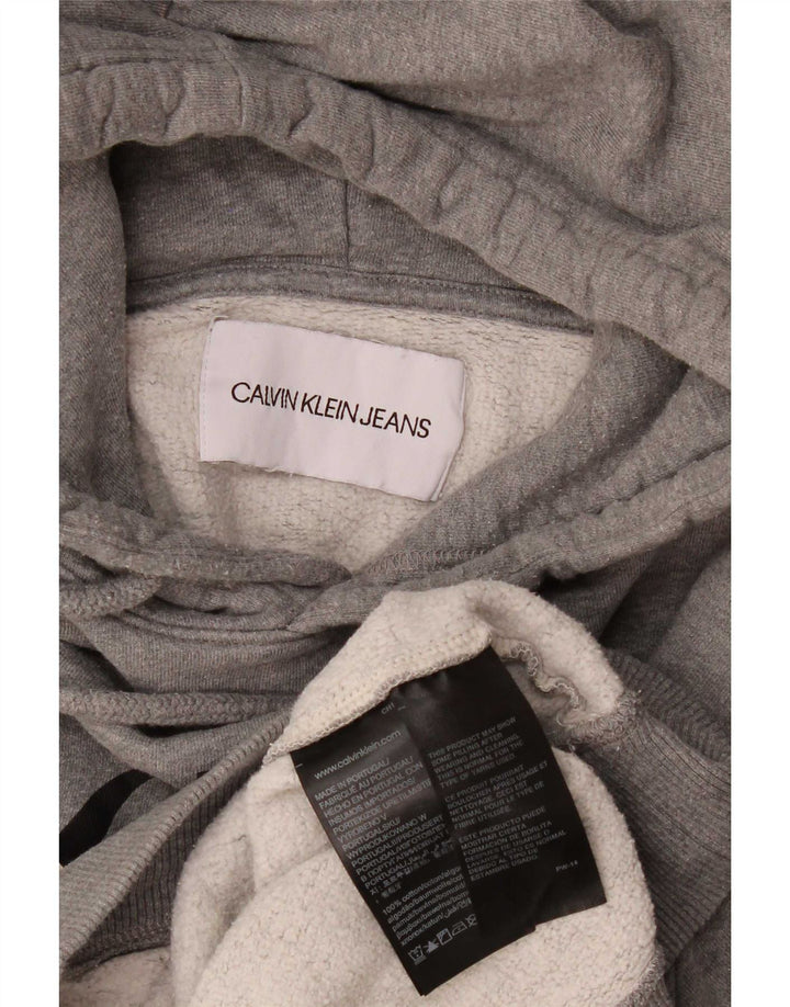 Calvin Klein Jeans Womens Graphic Hoodie Jumper Medium Grey Cotton