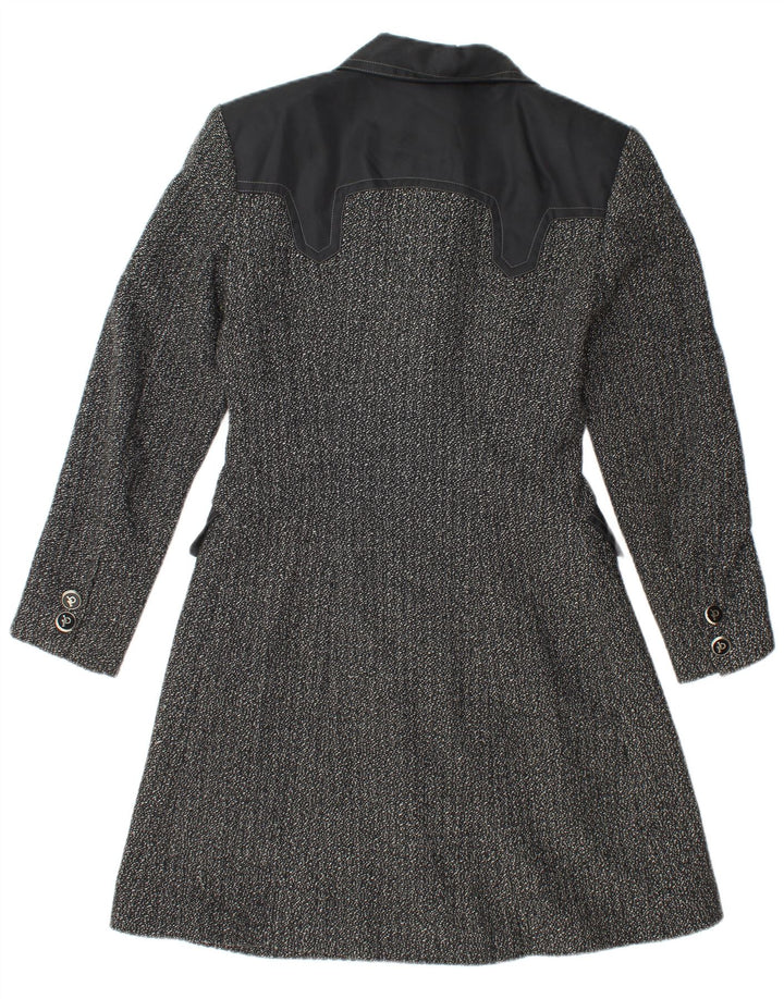 ROCCOBAROCCO Womens Overcoat IT 42 Medium Black Flecked Wool