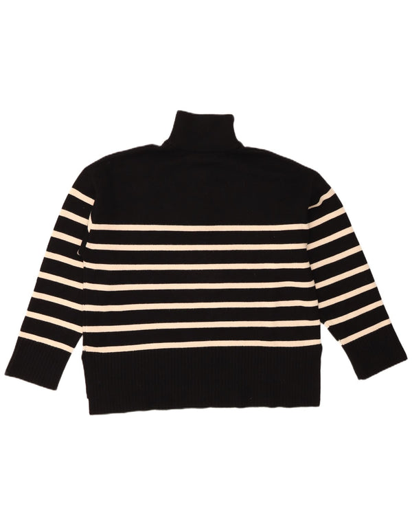 Zara Womens Loose Fit Zip Neck Jumper Sweater UK 14 Medium Black Striped