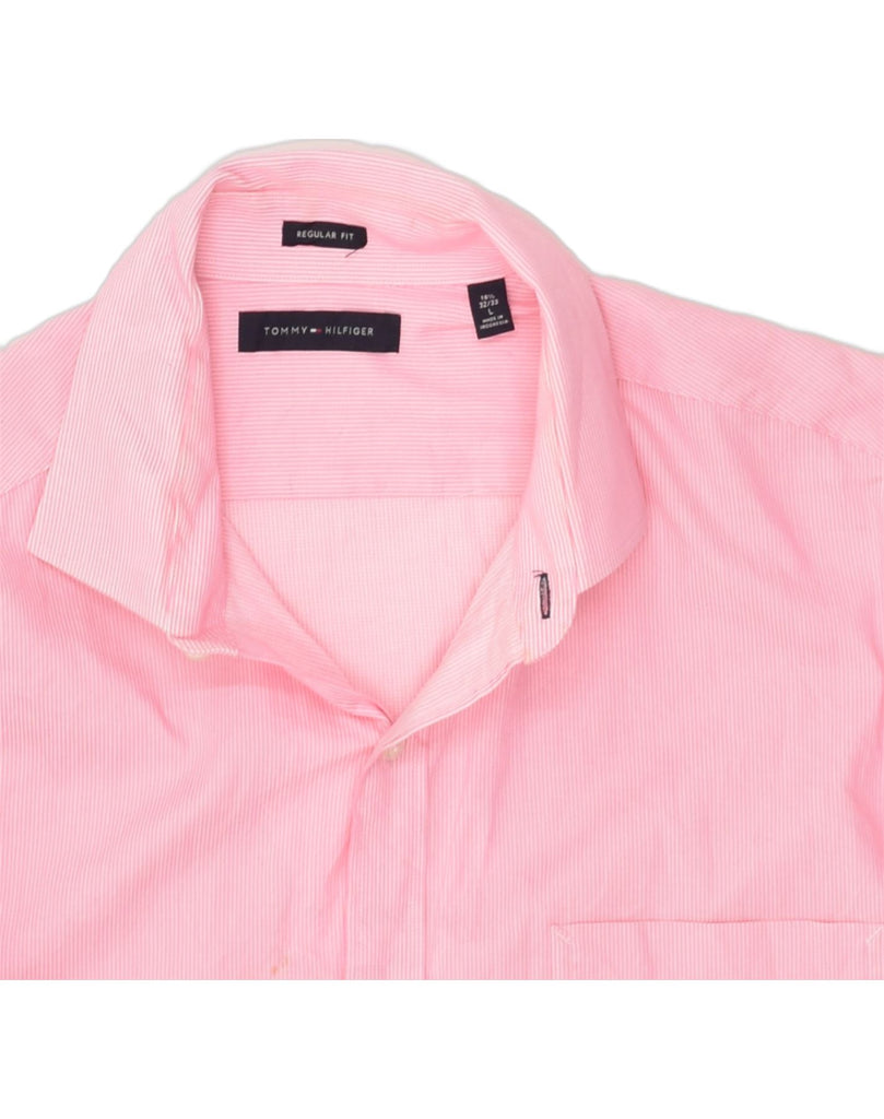 TOMMY HILFIGER Mens Regular Fit Shirt Size 16 1/2 Large Pink Pinstripe | Vintage Tommy Hilfiger | Thrift | Second-Hand Tommy Hilfiger | Used Clothing | Messina Hembry 