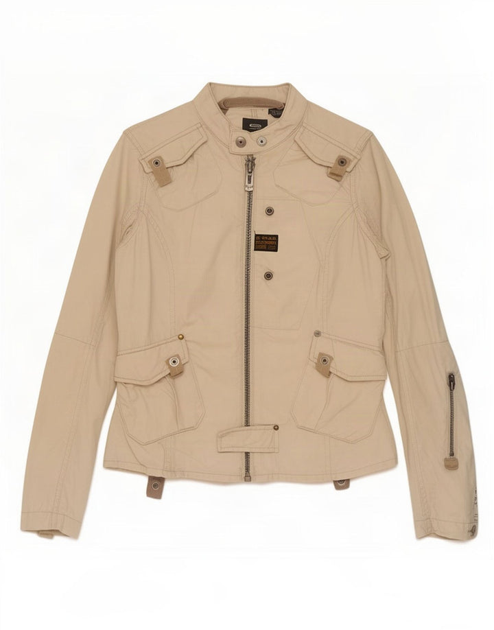 G-Star Womens Utility Jacket UK 6 XS Beige Cotton