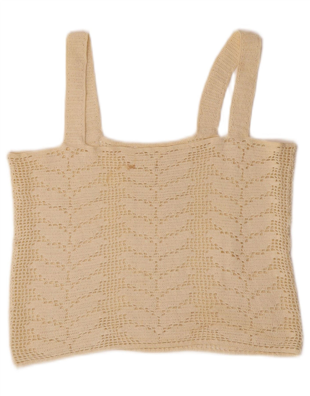 Vintage Womens Crop Crochet Cami Top UK 10 Small Off White