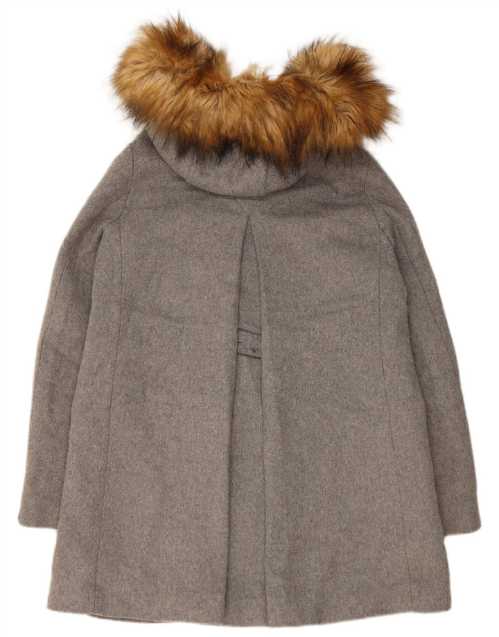 Zara Womens Hooded Double Breasted Coat UK 6 XS Grey