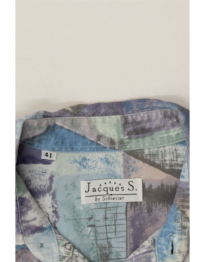 SCHIESSER Mens Shirt Size 41 Large Multicoloured Geometric Viscose Vintage Schiesser and Second-Hand Schiesser from Messina Hembry 
