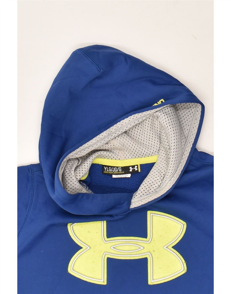 UNDER ARMOUR Boys Graphic Hoodie Jumper 11-12 Years Large Blue Polyester | Vintage Under Armour | Thrift | Second-Hand Under Armour | Used Clothing | Messina Hembry 