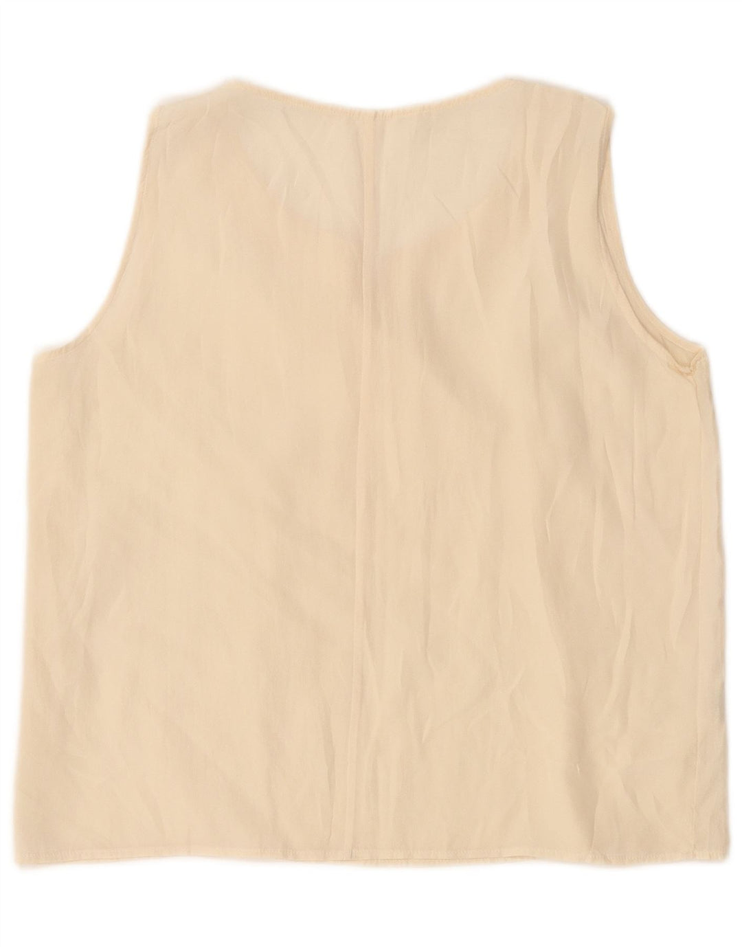 Vintage Womens Crop Sleeveless Blouse Top UK 14 Large Off White Silk
