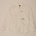 VINTAGE Mens Graphic Shirt Large White Cotton Vintage Vintage and Second-Hand Vintage from Messina Hembry 