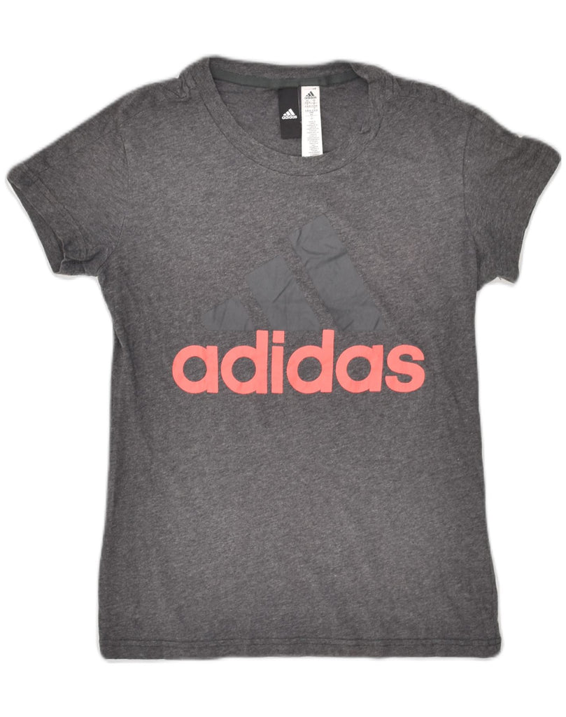 ADIDAS Womens Graphic T-Shirt Top UK 8/10 Small Grey Cotton | Vintage Adidas | Thrift | Second-Hand Adidas | Used Clothing | Messina Hembry 