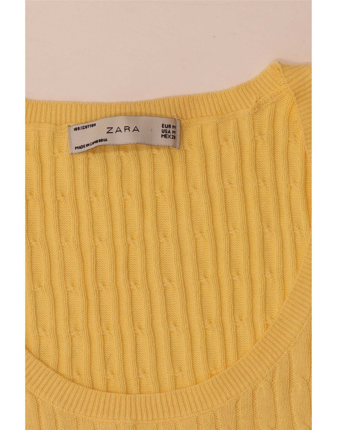 Zara Womens Vest Top UK 12 Medium Yellow