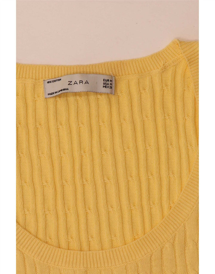 Zara Womens Vest Top UK 12 Medium Yellow