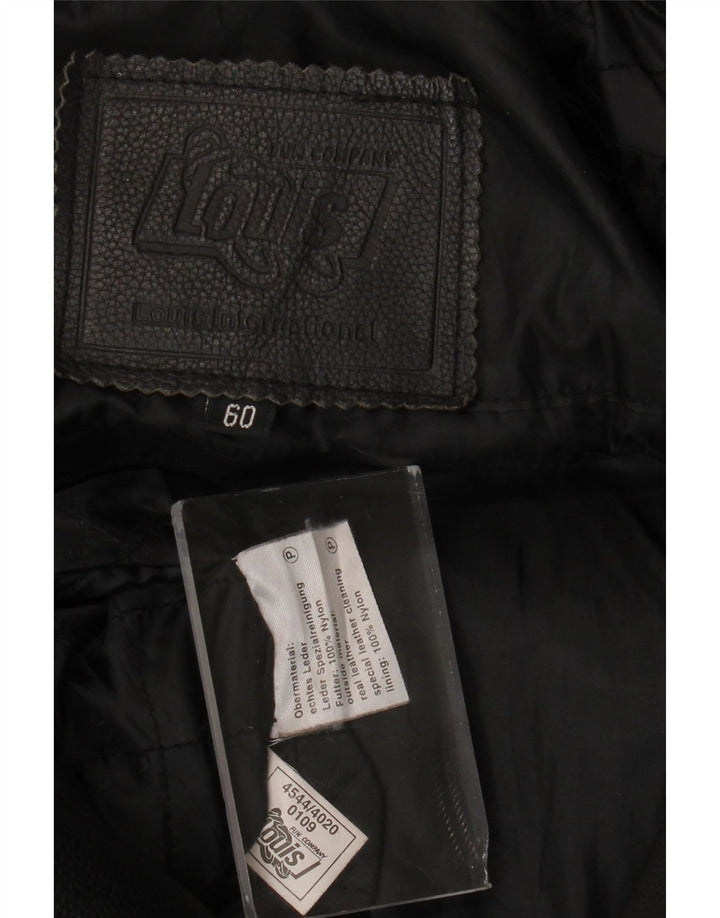 Louis Mens Leather Biker Jacket UK 42 XL Black Leather