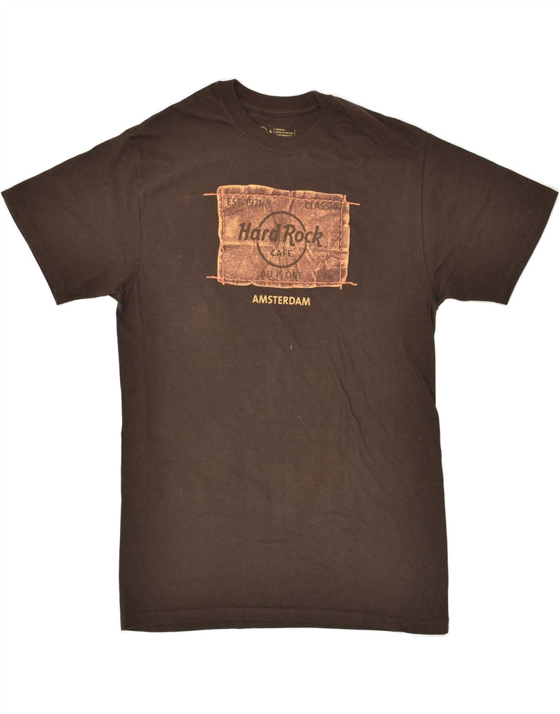 HARD ROCK CAFE Mens Amsterdam Graphic T-Shirt Top Medium Brown Cotton | Vintage Hard Rock Cafe | Thrift | Second-Hand Hard Rock Cafe | Used Clothing | Messina Hembry 