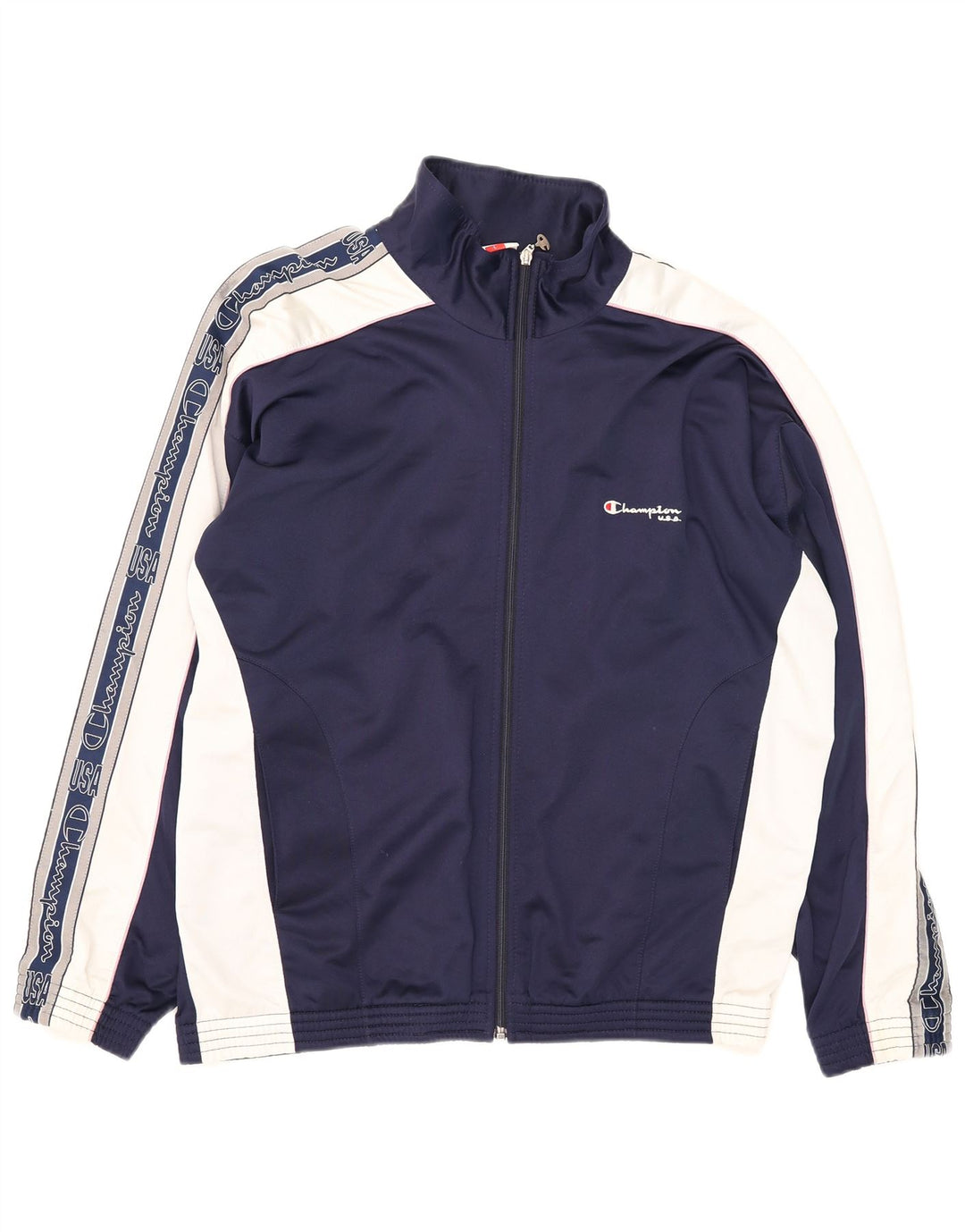 Champion Mens Graphic Tracksuit Top Jacket Large Navy Blue Colourblock