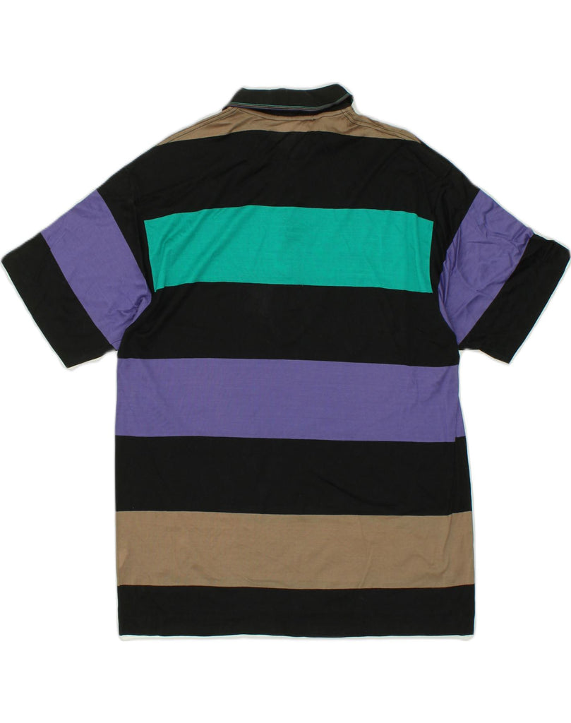 VINTAGE Mens Polo Shirt Small Multicoloured Striped Cotton | Vintage Vintage | Thrift | Second-Hand Vintage | Used Clothing | Messina Hembry 