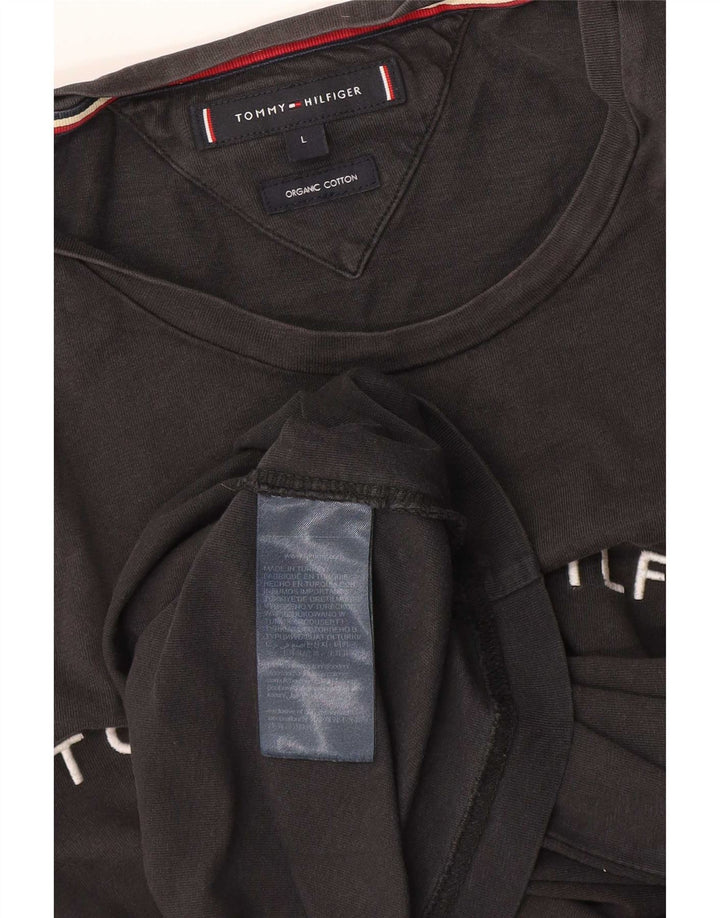 TOMMY HILFIGER Mens Graphic T-Shirt Top Large Grey Cotton
