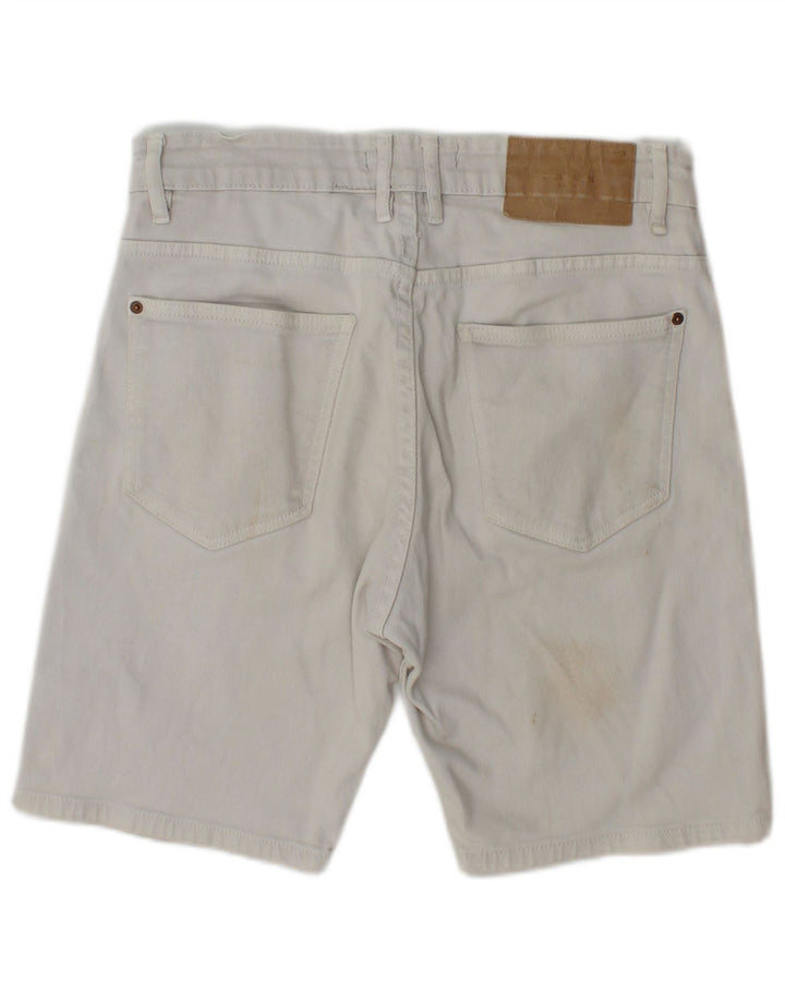 Zara Mens Denim Shorts EU 40 Medium W30 Beige Cotton