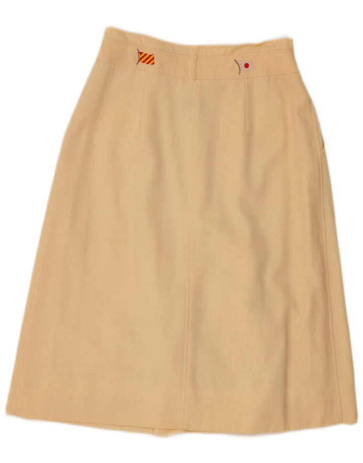 Les Copains Womens A-Line Skirt W28 Medium Off White Wool