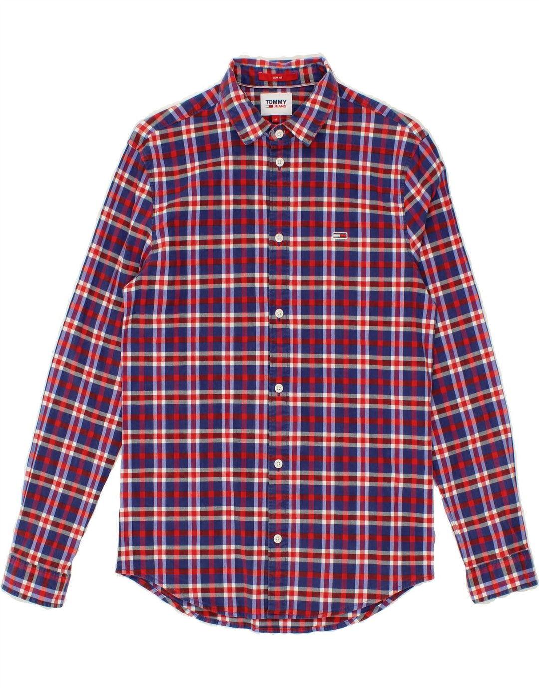 TOMMY HILFIGER Mens Slim Fit Shirt Medium Blue Check Cotton Vintage Tommy Hilfiger and Second-Hand Tommy Hilfiger from Messina Hembry 