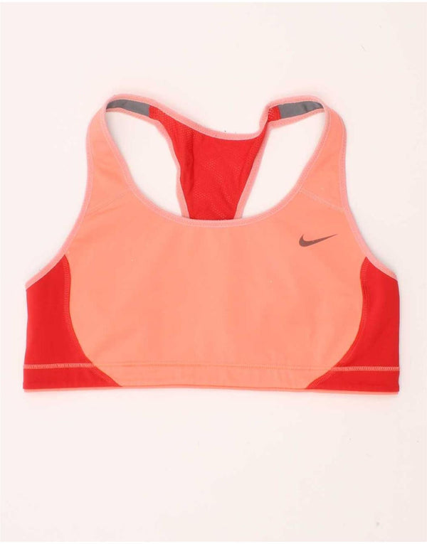 Nike Womens Dri Fit Sport Bra Top Medium Orange Colourblock Sports