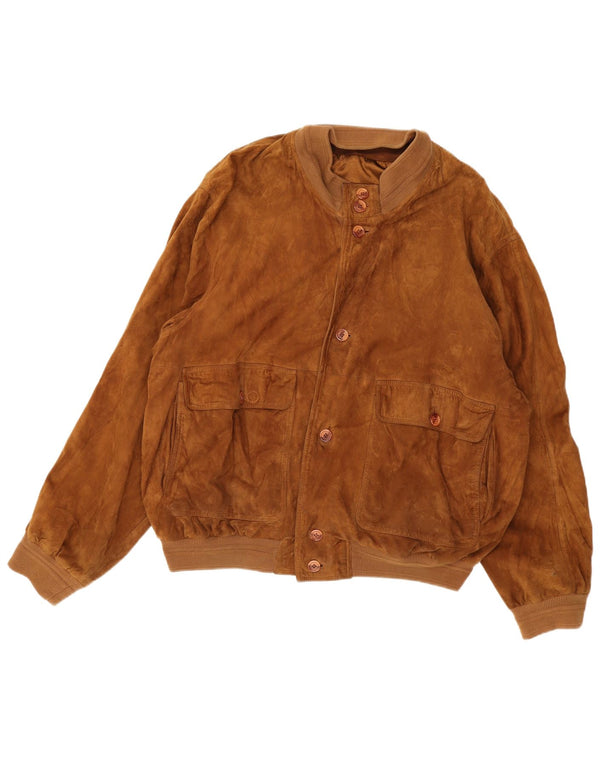 Vintage Mens Suede Bomber Jacket IT 56 3XL Brown