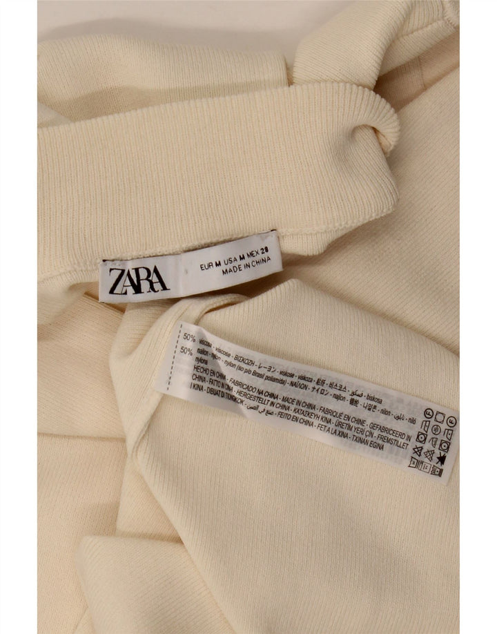 Zara Womens Long Sleeve Maxi Dress UK 12 Medium Off White Viscose