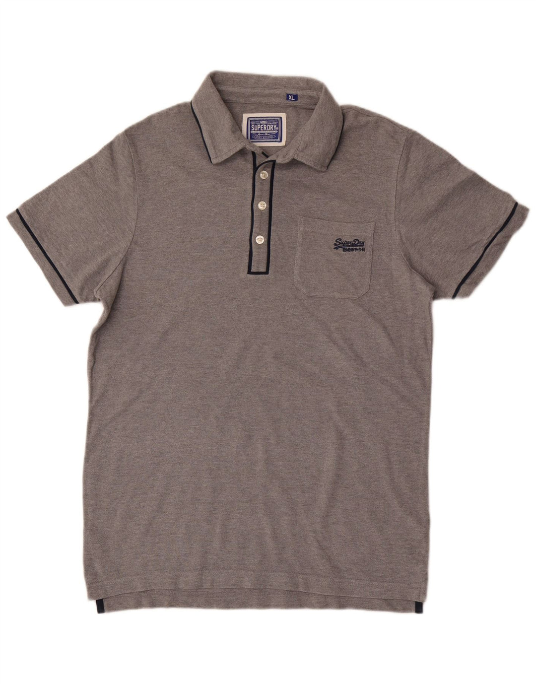 Superdry Mens Polo Shirt XL Grey Flecked Cotton
