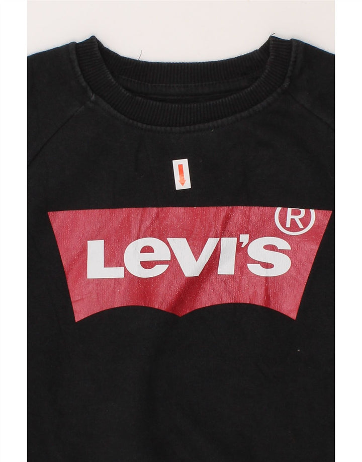LEVI'S Boys Graphic Sweatshirt Jumper 6-7 Years Small  Black Cotton Vintage Levi's and Second-Hand Levi's from Messina Hembry 